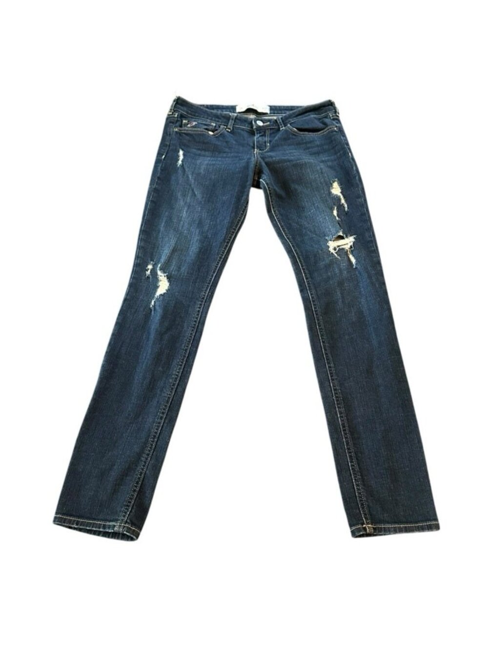 Y2K Hollister Jeans‎ Womens 7 Skinny Denim Distressed 28 X 31 Streetwear Logo